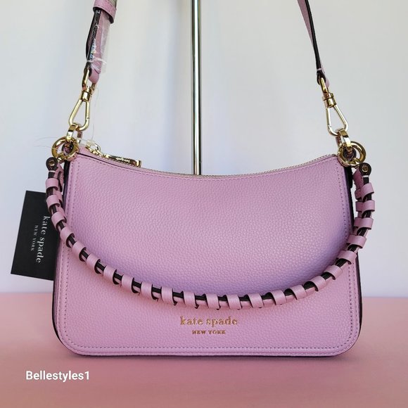 KATE SPADE Hudson Pebbled Leather Medium Convertible Crossbody- Lavender Frost - Picture 1 of 16